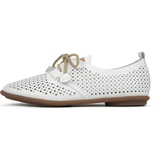 Large size Air Hole Flat Shoes Women 100% Authentic Leather Ladies Shoes Woman Casual Shoes Moccasin Female Shoes Baleriny Flats