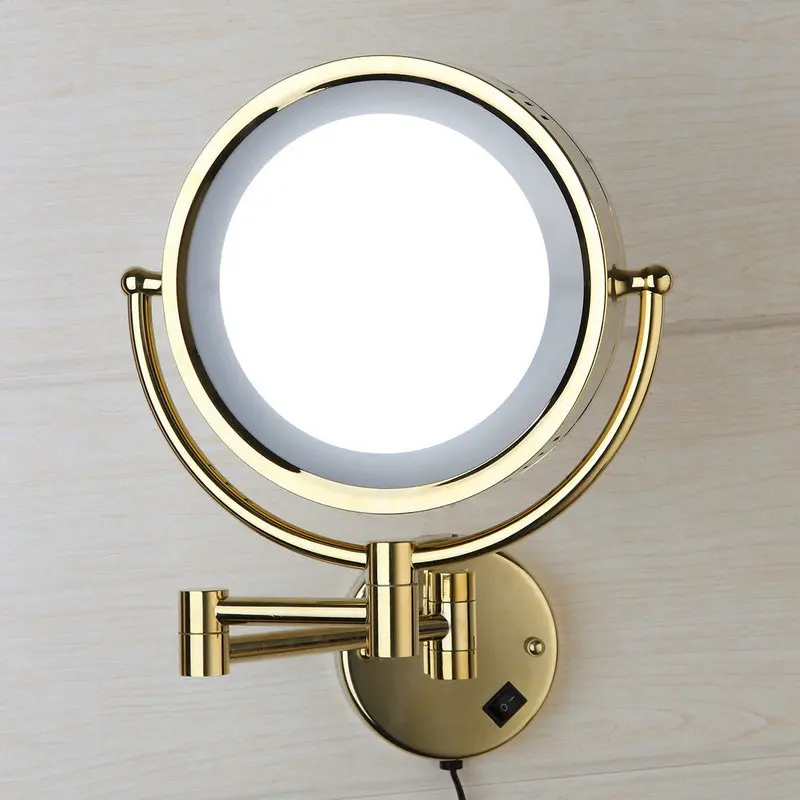 KEMAIDI зеркала для макияжа светодиодный настенный складной двухсторонний СВЕТОДИОДНЫЙ светильник зеркало 3x 5x увеличение зеркало для ванной и туалета
