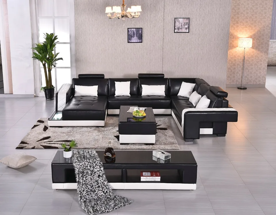 2018 nyata bergegas muebles muebles de sala sectional sofa desain u bentuk 7 seater lounge sofa kualitas baik harga murah kulit