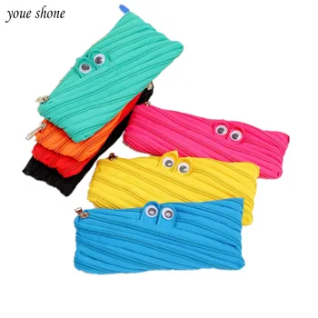 1Pcs/lot Student stationery zipper big eyes pen bag coin pocket bag pencil case chancery penalty penalty area