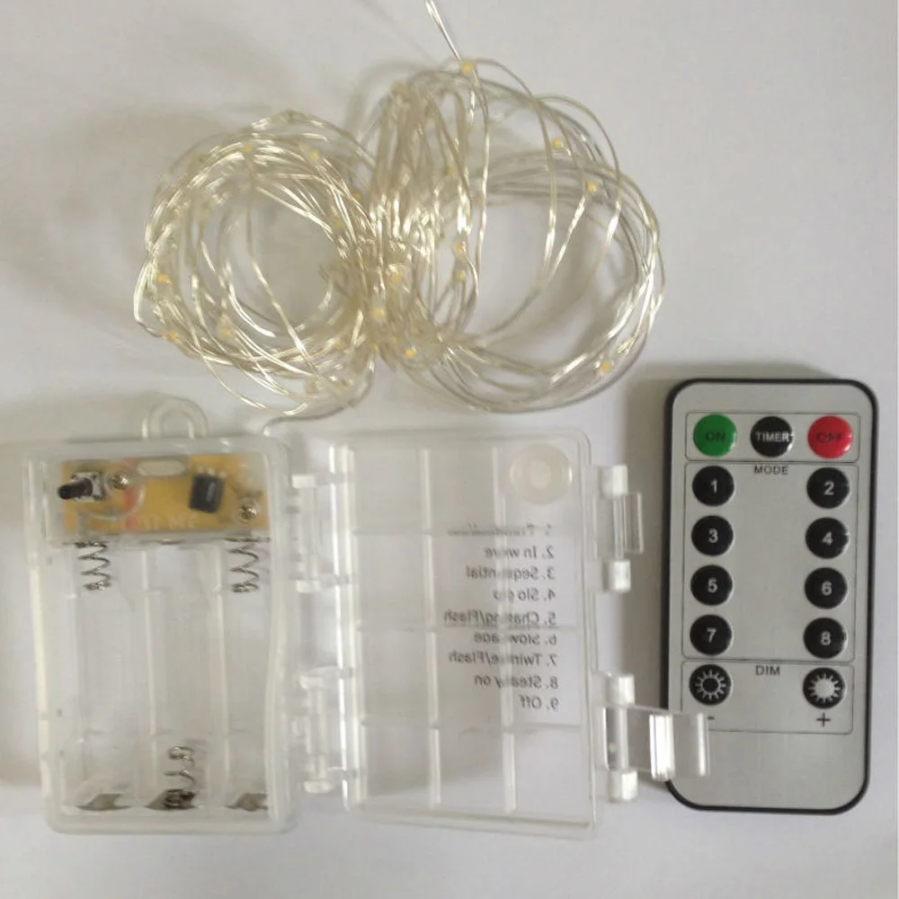 5m 50Leds Silver Wire Waterproof Christmas LED String Lights Lights&AA