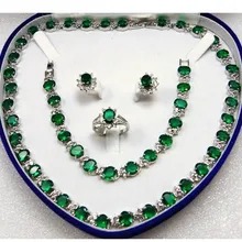 Соединенные Штаты слово прекрасный женский подарок WGP драгоценные камни зеленые серьги цирконовые кулон кольцо наборы ожерелье браслет+ коробка в американском стиле