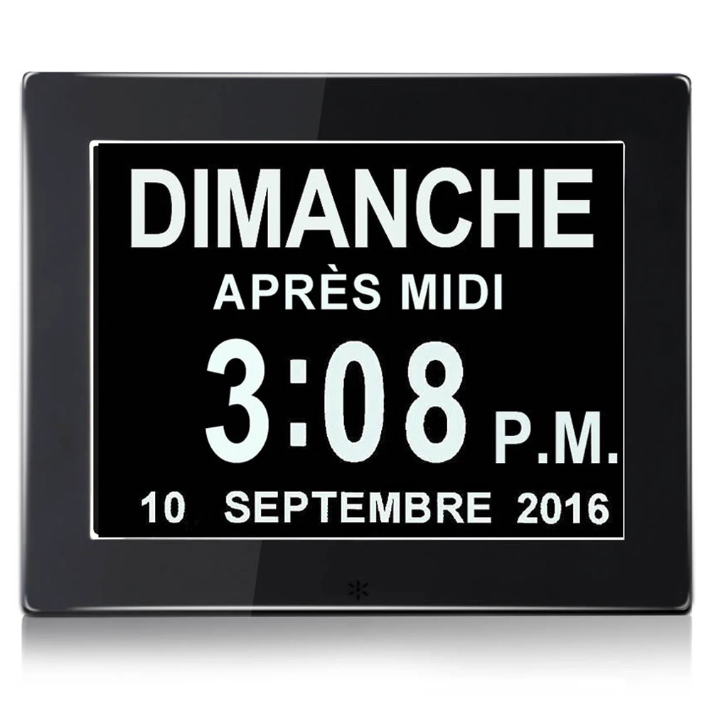 8 Inch Digital Canlendar Alarm Day Clock LED word clock Reminder for AD