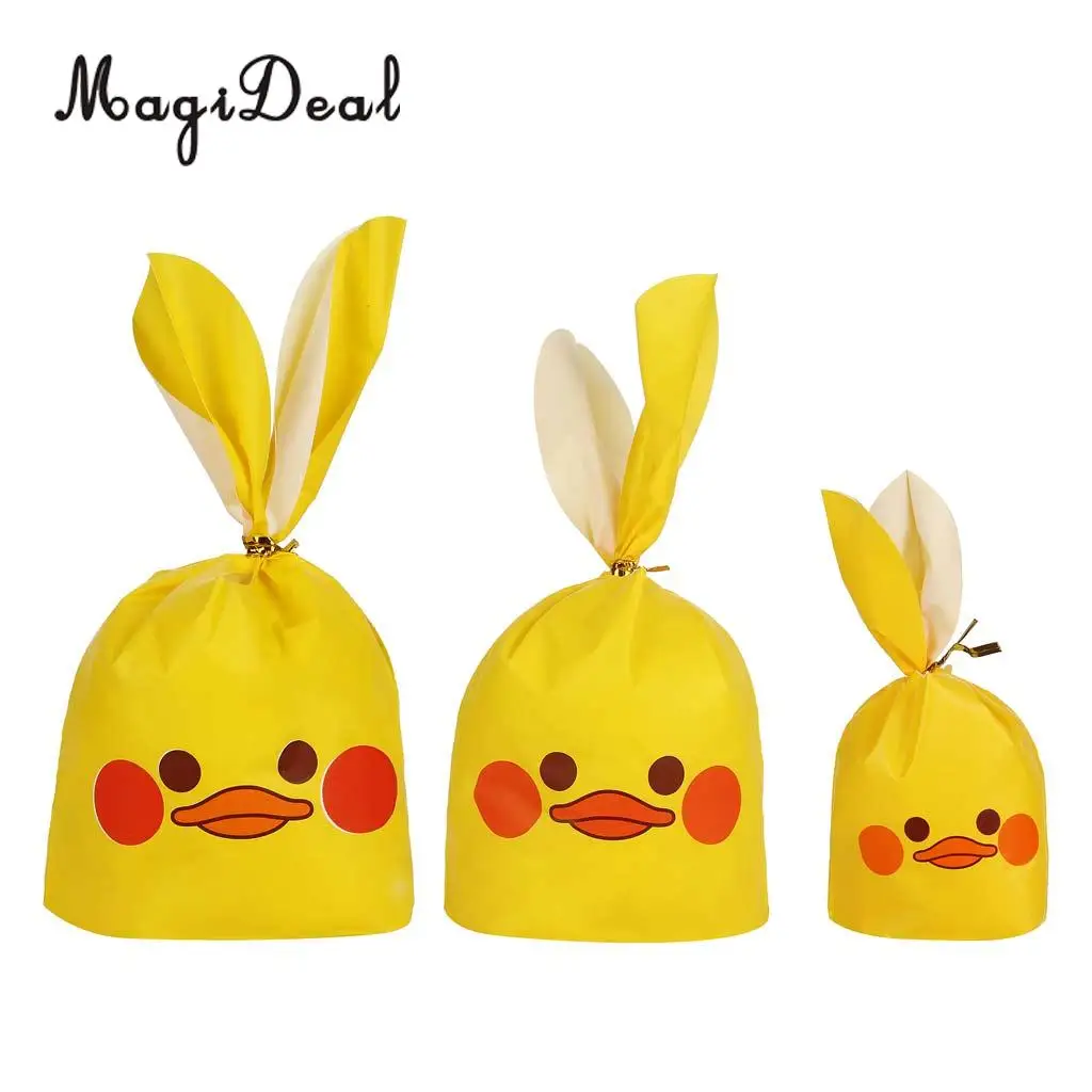 MagiDeal 50pcs/Lot Kawaii Rabbit Bunny Ear Bakery Cookie Treat Bags Biscuit Packaging Bag Self-adhesive Party Gift Bag