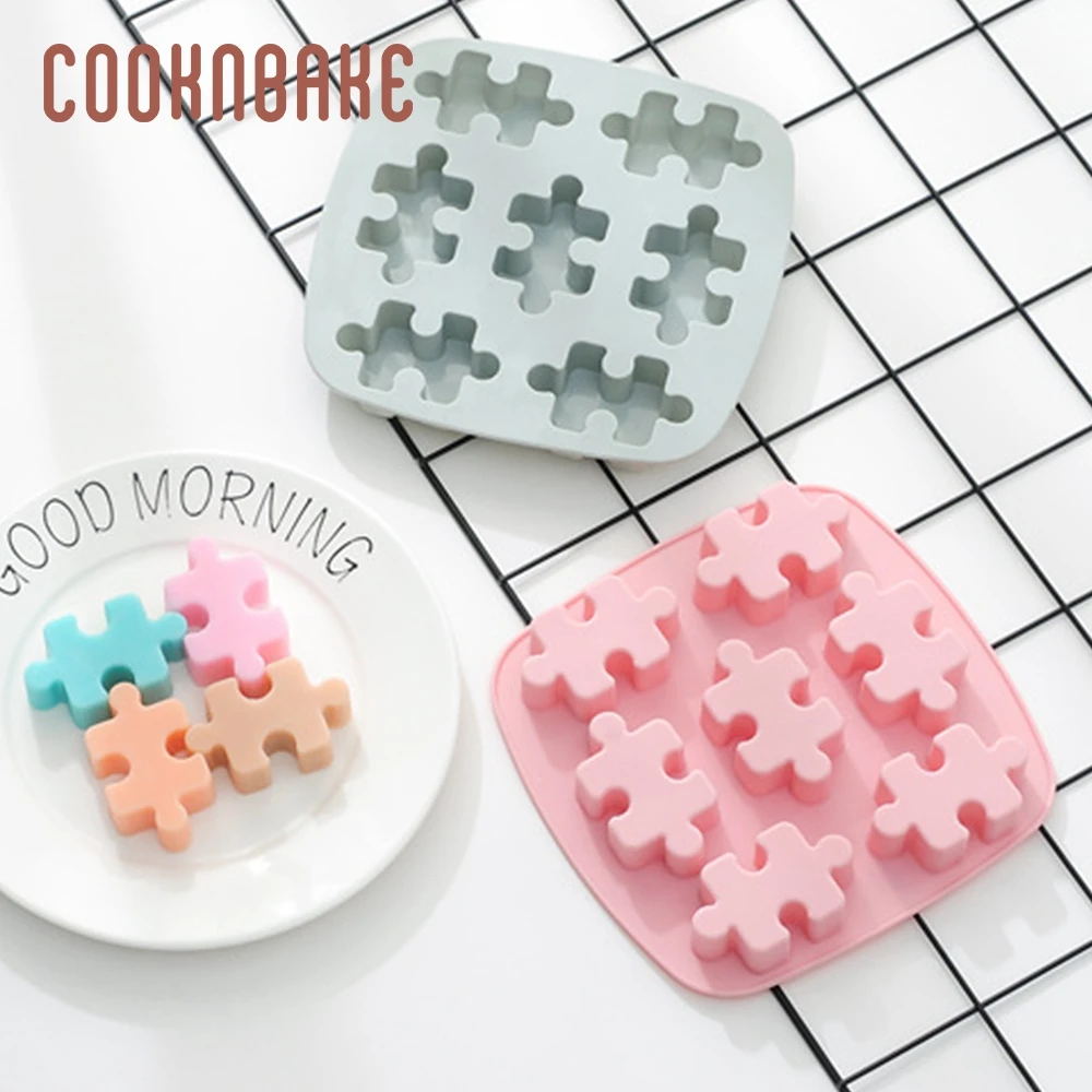 COOKNBAKE пазлы, силиконовая форма для конфет, шоколада, 7 отверстий, желе, кубик льда, поднос, мыло, торт, декоративная форма, головоломка, печенье, кондитерские изделия