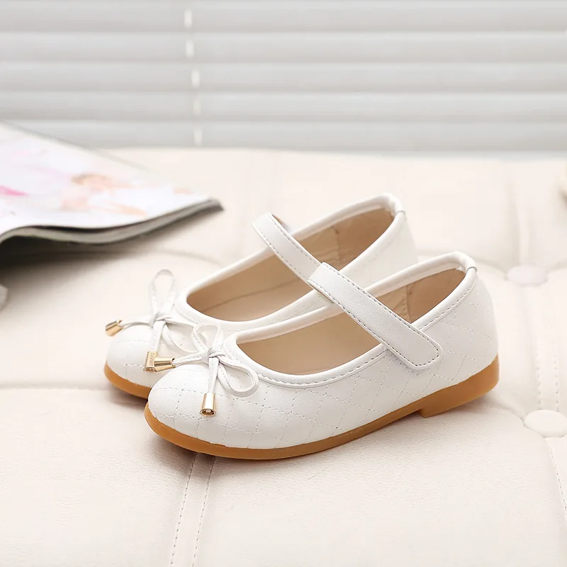 COZULMA/детская повседневная обувь; обувь принцессы с бантом для девочек; детская обувь на плоской подошве с ремешком; модные кроссовки для девочек; 4 цвета; размеры 21-36 - Цвет: Белый