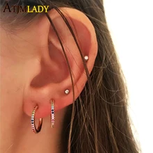 Специальное предложение трендовые серьги Aros Brincos новые серьги-гвоздики микро круглый фианит серьги с смешанной радугой серьги с дизайном «Роза» женские ювелирные изделия для девушек