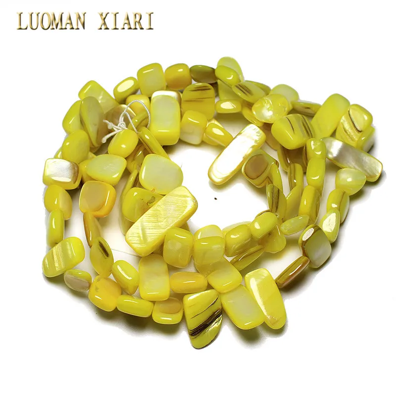

Wholesale 9-16mm Irregular Dyed Yellow Natural Shell Side Hole Beads For Jewelry Making Strand 34 '' DIY Necklace Bracelet