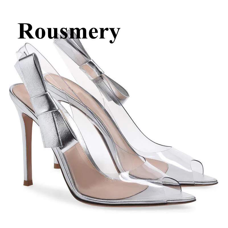 

PVC Fashion Summer Women Shoes Peep Toe Thin High Heel Butterly-knot Decoration Silk Simple Fashion Three Color Women Sandals