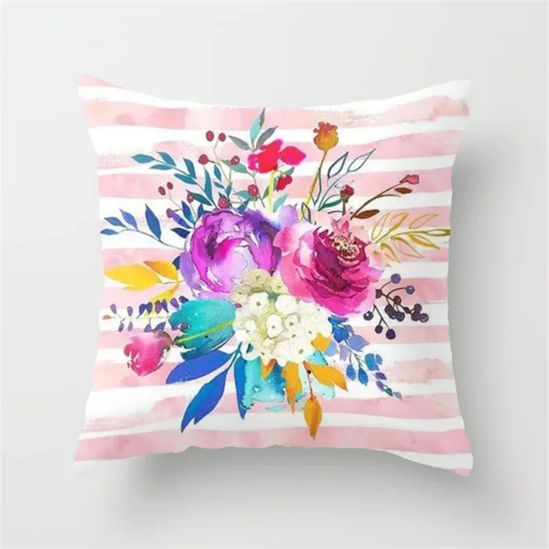 الأزهار غطاء الوسادة القطن البوليستر الأزياء مكتب كيس وسادة ديكور المنزل وسادة أريكة حالة