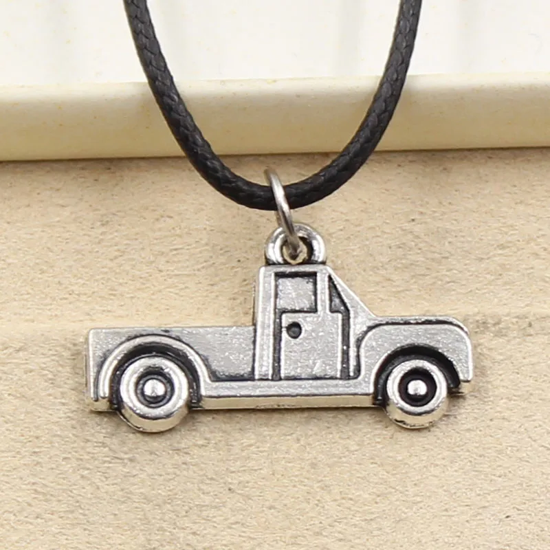 Fashion Pickup Truck Car Necklace Pendant Women Jewelry Black Leather