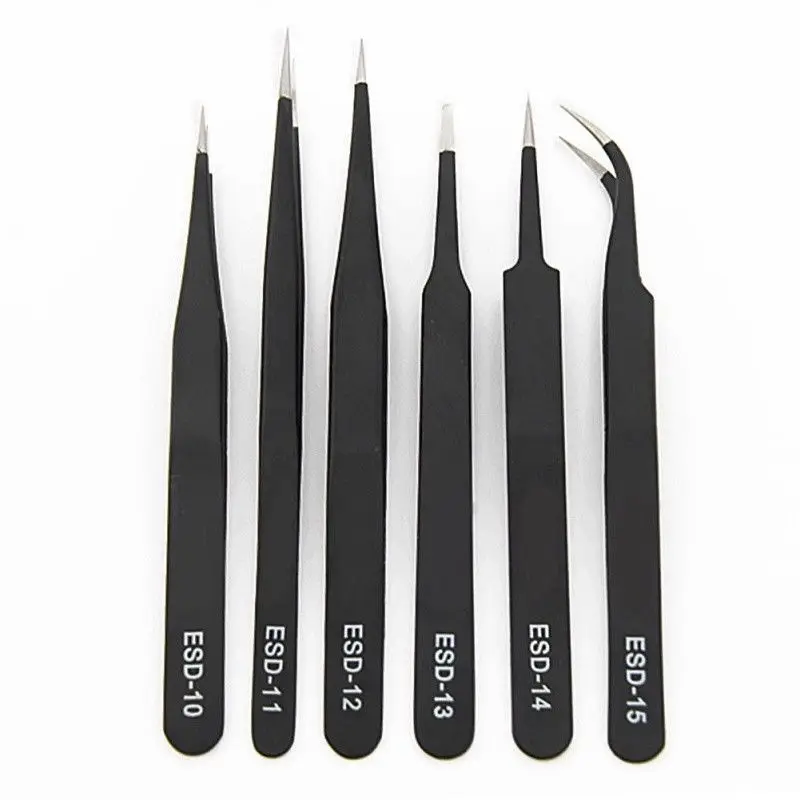 

1Pc Stainless Steel Tweezers Anti-static Electronic Components Tweezers Corrosion Resistant Maintenance Repair Tools