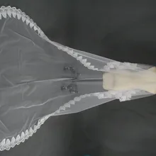 Новая белая свадебная фата длинная аппликация бежевая вуаль низкая TS0122