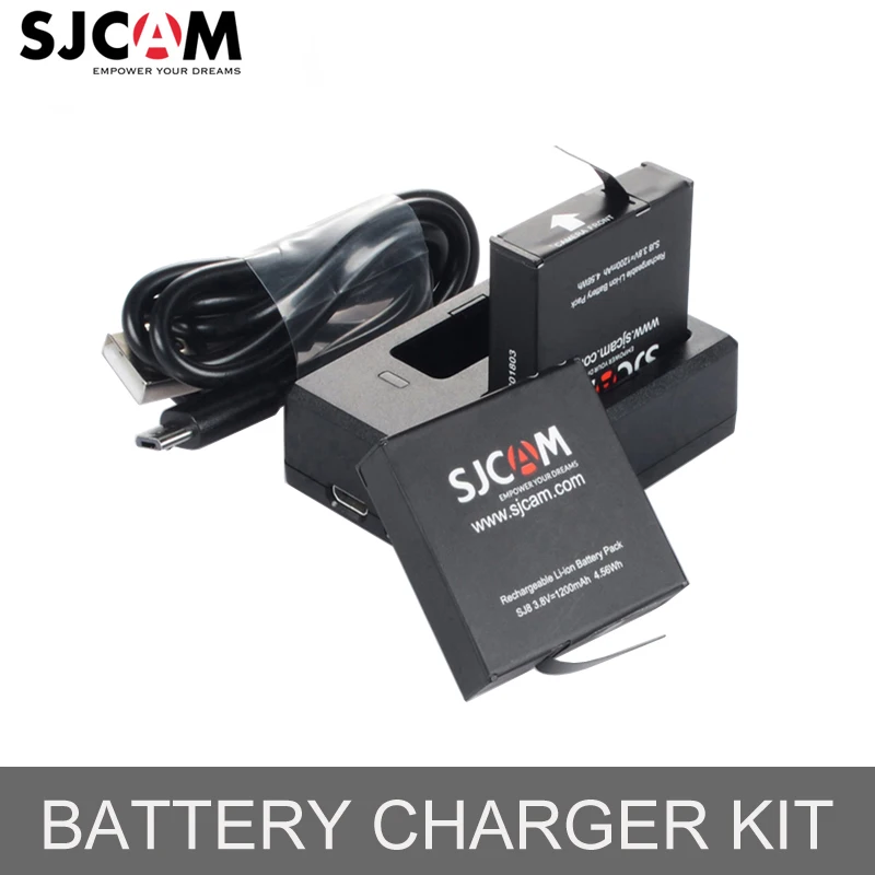 

SJCAM Action Camera Accessories 2pcs Batteries Dual Charger Kit 1200mAh Rechargeable Li-ion Battery for SJCAM SJ8 Sports Camera