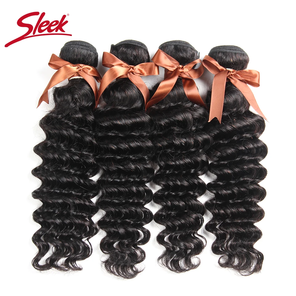 

Sleek Brazilian Hair Weave Bundles Loose Deep Wave Hair 4 Bundle Deals Non Remy Human Hair Extensions Natural Black Free Ship