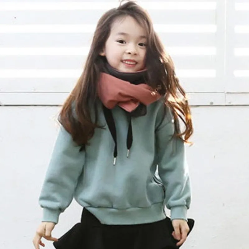 

DFXD Children Girls Top Outwear 2017 Kids Long Sleeve Cotton Winetr Thick Velvet Warm Sweatshirt Fashion Baby Hooded Coat 2-8Y