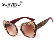 Gafas de sol de ojo de gato SORVINO Vintage para mujer, gafas de sol de diseñador de marca de lujo, Negro claro de Festival, gafas de sol de leopardo blanco SP278