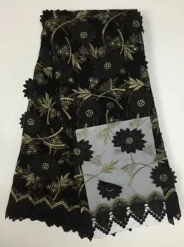 

black fabric net french African lace 3D fabric 2017 high quality Nigerian tulle lace fabric 3D flowers embroidered lace 5yards