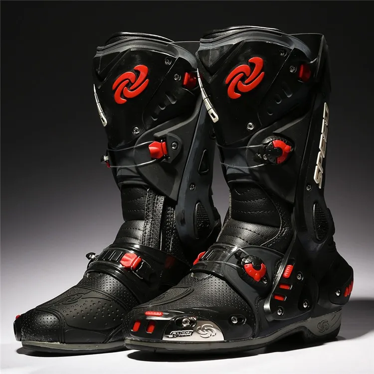 Motorcycle Boots Pro-Biker SPEED Racing moto Protective Gear Motocross Leather Long Shoes anti-slip Waterproof B1003
