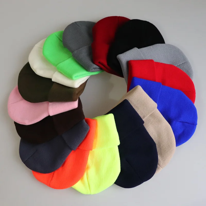 

Knitted Head Hat Light Board Solid Color Adult Knit Caps Head Warm Hip Hop Hat Simple Solid Color Children Ski Cap Wool Cap
