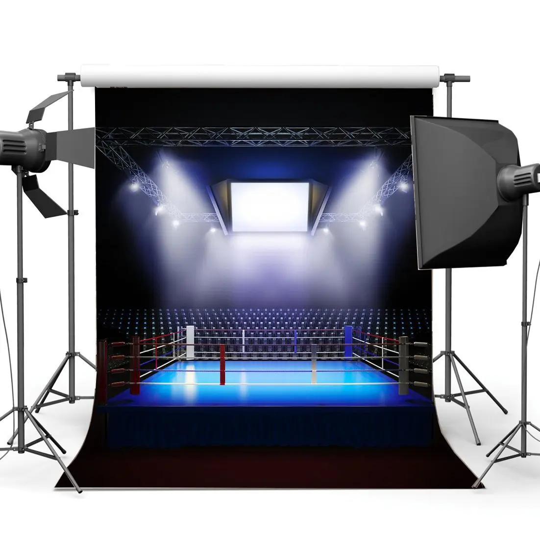 

Boxing Ring Backdrop Boxing Backdrops Interior Stadium Stage Lights Dark Athletic Sports Gymnasium Background