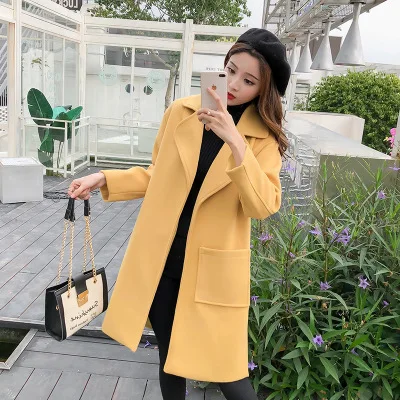 Et Long Automne 2018 1 Mode Nouvelle Manteau coréen D'hiver Femmes Revers De Laine Simple Tendance wPtEBA