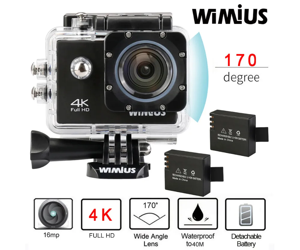 Wimius Wifi 4K/30fps Action Camera Full HD 1080P/60fps Video Sports