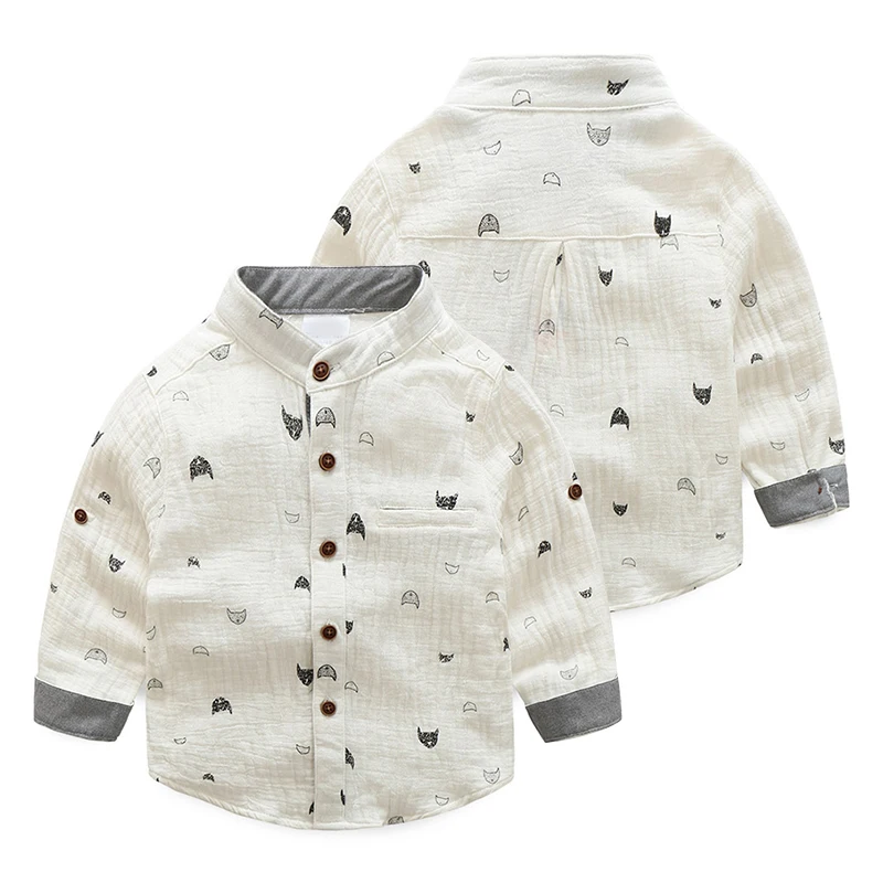 2017 New Arrival Baby Boys Shirt Mandarin Collar Long Sleeve Causal