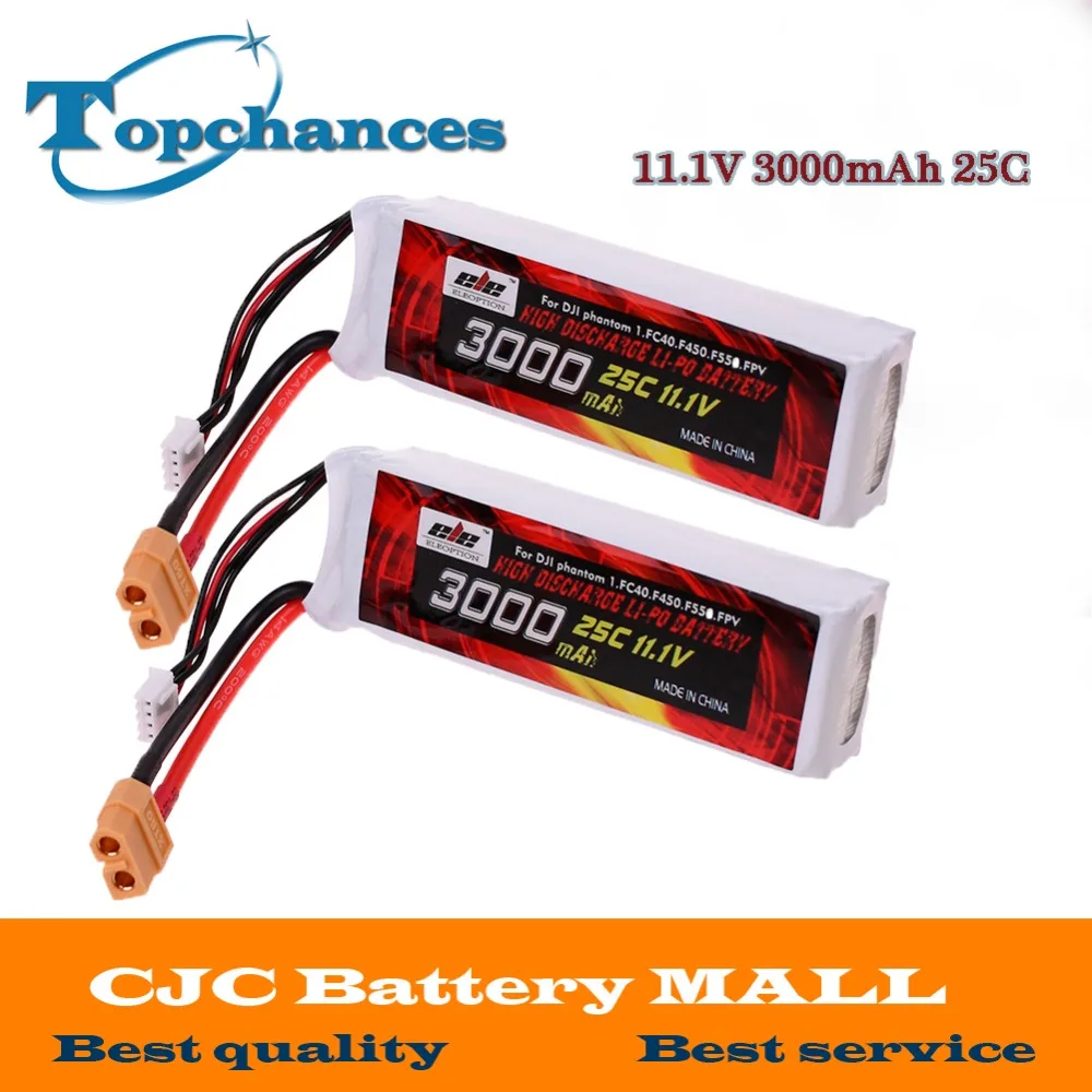 

2X High Quality Lipo Battery 11.1V 3000mah 25C XT60 Plug for DJI Phantom 1 FC40 DJI Flame Wheel F450 F550 FPV Quadcopter