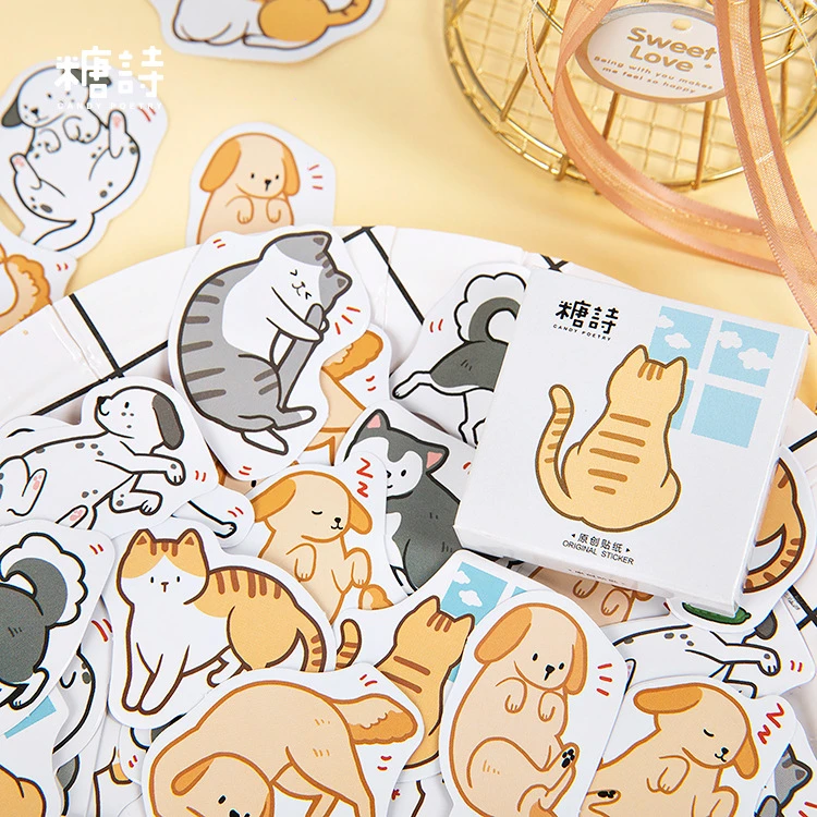 45pcs Cat Stickers Animal Sticker Kitty Sticker Deco Stickers Planner Scrapbooking