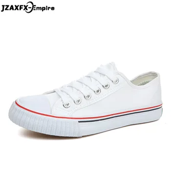 

Summer New Men's Vulcanize Shoes Lace-up Comfortable Flat Shoes Canvas Classic Fashion Shoes Male White Flat