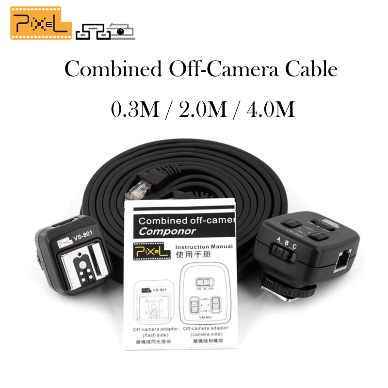 Pixel PF 801 4.0m Combined Off camera Cable Connecting Flashes Off camera Adapter For Canon