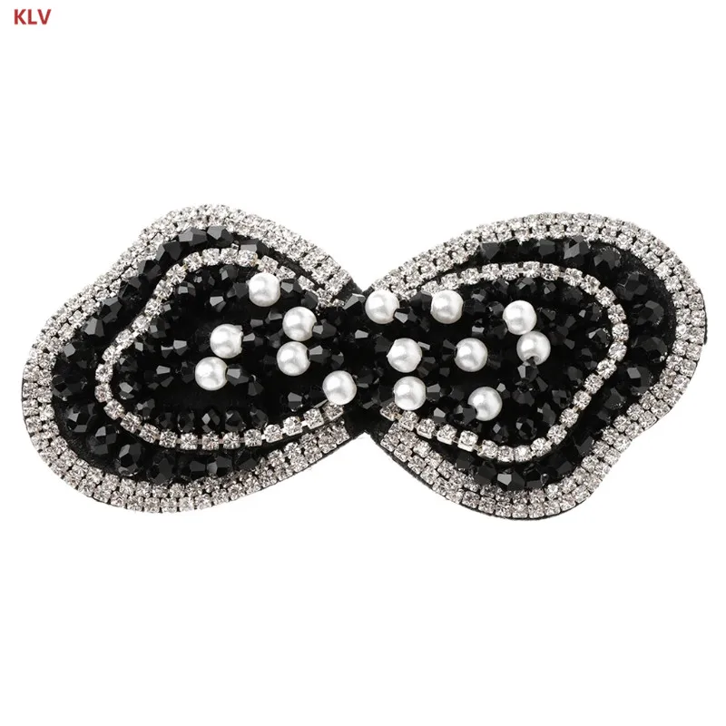 

KLV 1 Pcs Fashion Shoe Decoration Rhinestone Beads Charms High Heels Bowknot DIY Decor Women Bags