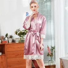 Женское летнее кружевное белье, халат, ночная рубашка, ночная рубашка, пальто, сексуальное, искусственный шелк, ночная сорочка, нижнее белье кимоно M30