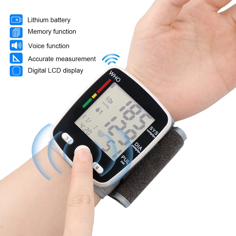 

Rechargeable Health Care Germany Chip Automatic Wrist Digital Blood Pressure Monitor Tonometer Meter Measuring And Pulse Rate