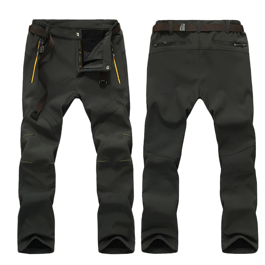 Baratos JACKSANQI pantalones de hombre invierno Softshell pantalones de lana para deportes al aire libre esquí impermeable Trekking senderismo Camping pantalones masculinos RA031