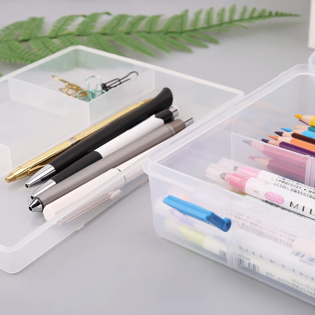 Transparent Pencil Case Plastic Pencil Box Crayon Pen Storage Box Marker  Pen Case Stackable Office Supplies Storage Box - AliExpress