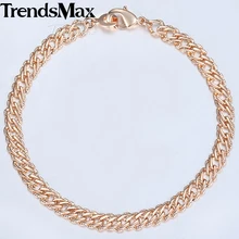 5,5 мм женский мужской браслет 585 розовое золото Venitian звено цепи браслет рождественские подарки для женщин модные ювелирные изделия 20 см CB05