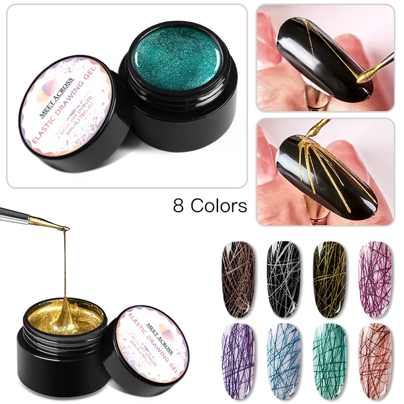 

MEET ACROSS Spider Gel Nail Polish Set Point To Line Drawing Painting Decoration Pulling Silk Spider Gel Lacquer DIY Nail Desig