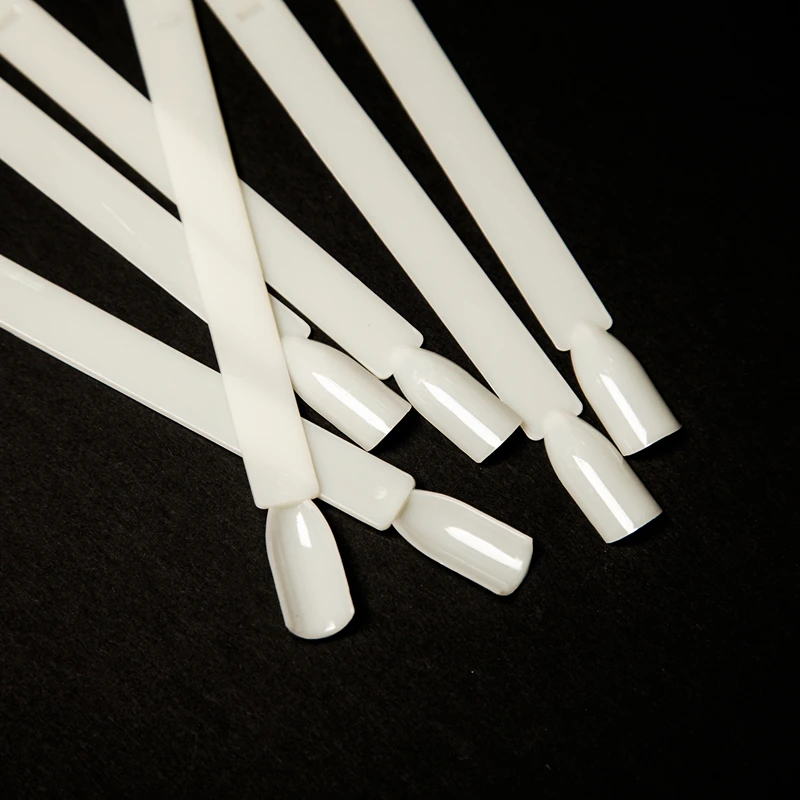 

50PCS Transparent/Natural Fan Board Display Nail Gel Art Tips False Round Hoop Stick Practice for Polish Gel Showing Tools