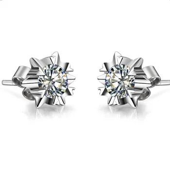 

18K Jewelry Earrings Snowflake Design 0.5CT/Piece SONA Diamond Earring Stud for Women Engagement Gift Female Accessory