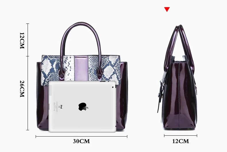 Women's Luxury Alligator Patent Leather Handbag Luxury Crocodile Women Tote Red Black Purple Snakeskin New Designer Shoulder Bag (12)