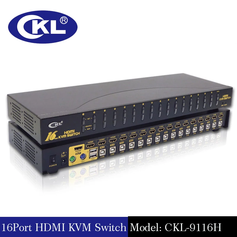 CKL 16 Port USB PS/2 HDMI KVM Switch, Monitor Keyboard