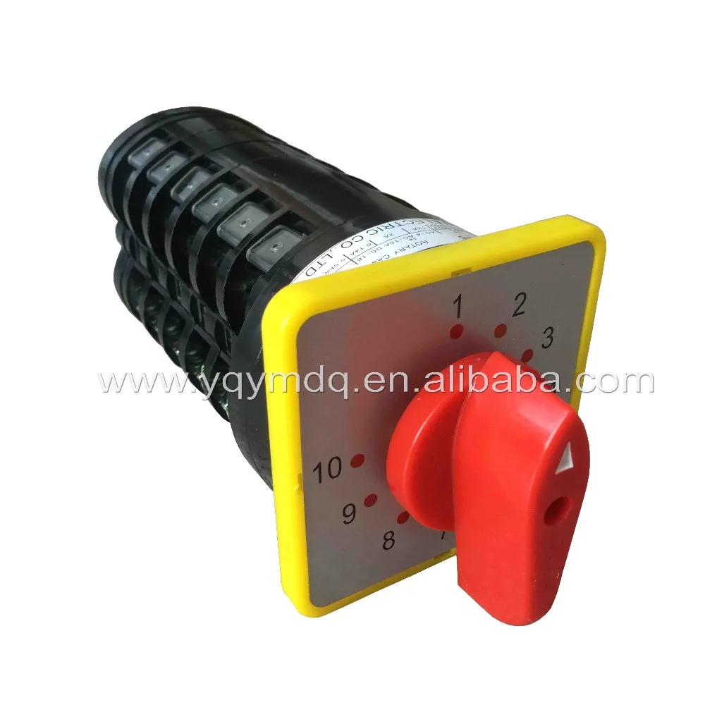 

Rotary switch 10 postion 550V 16A 6 poles red dot LW5-16/6 main universal changeover cam switch manual silver contact