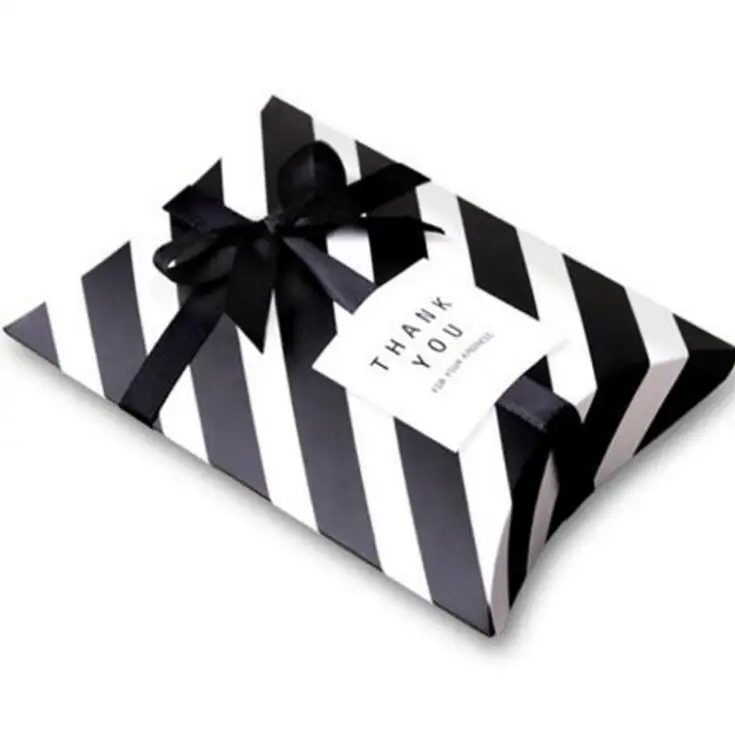 

candy dessert bag chocolate pillow-like black strip paper gift box Birthday Wedding Party Decoration DIY favor baby shower Wh