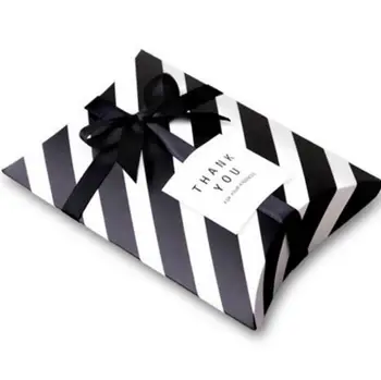

candy dessert bag chocolate pillow-like black strip paper gift box Birthday Wedding Party Decoration DIY favor baby shower Wh