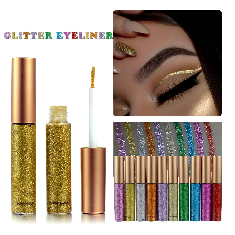 

New Brand 10 Colors White Gold Glitter Eyeliner Eyeshadow For Waterproof Easy to Wear Liquid Eyeliner Makeup Eye Liner Beauty