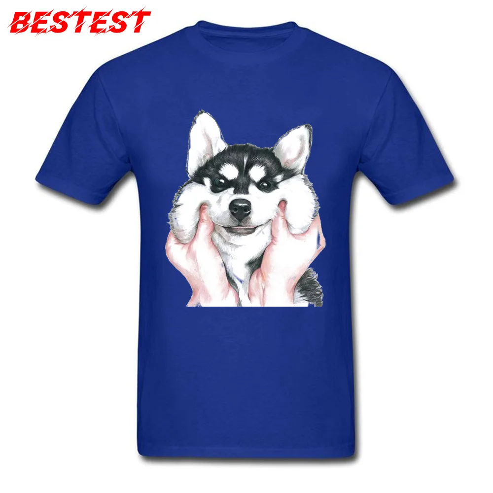 Maglietta Divertente Maglietta Da Uomo Firmata Maglietta Siberiana Husky Fat Face Stampata Top Abbigliamento Crazy Fun Tees Cotone Adulto Camicia Blu 