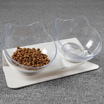 

Pet Cats Dogs Non-slip Bowls Feeding Drinking Double Food Water Bowl Tableware Transparent Food Dish Container Accessories Case