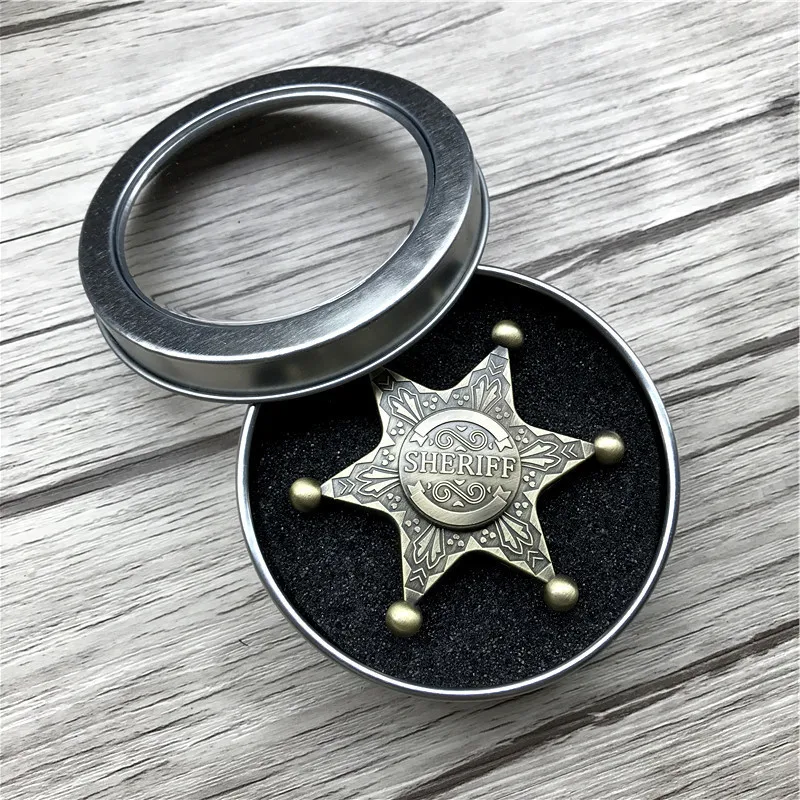 

Kinetic rinRetro Sheriff Spinner Hand Fidget Metal toy Handspinner Metal Aluminium Alloy Finger Spinner